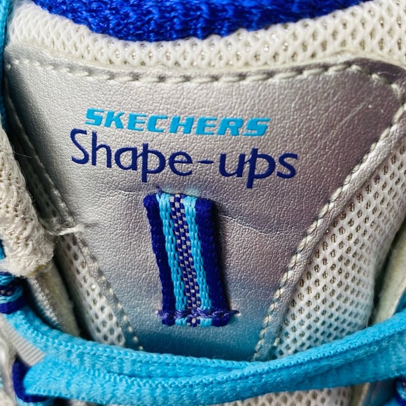Skechers Shape-Up White Blue Athletic Shoes - Picture 5 of 11